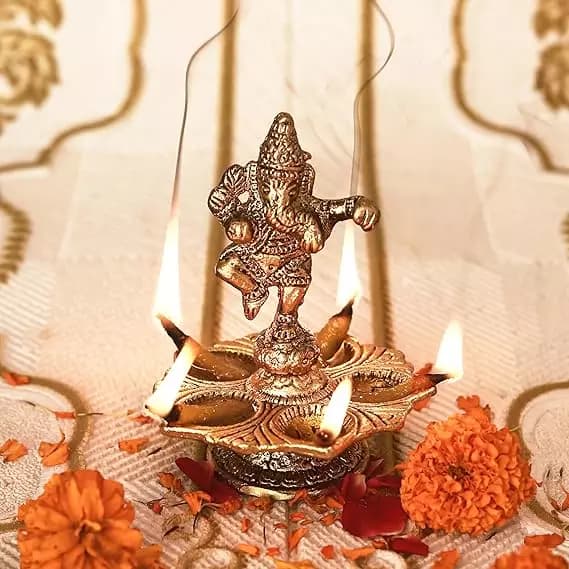 Klassic Antique Metal Panch Mukhi Diya,142-Main image
