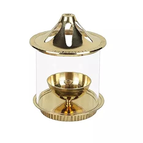 Klassic Vachi Brass Diya with Borosilicate Glass,300g-Main image