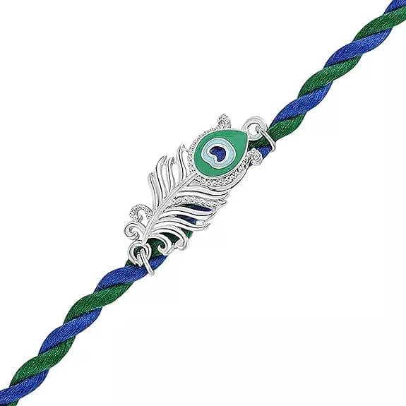 Mahi Peacock-Feather-Theme Rakhi,10g-Main image