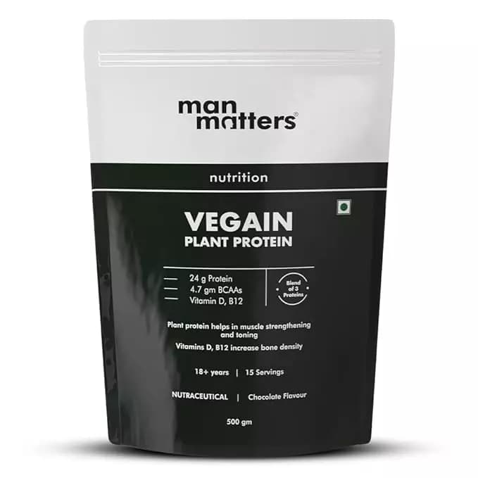 Man Matters VEGAIN Plant Protein Powder,500g-Main image