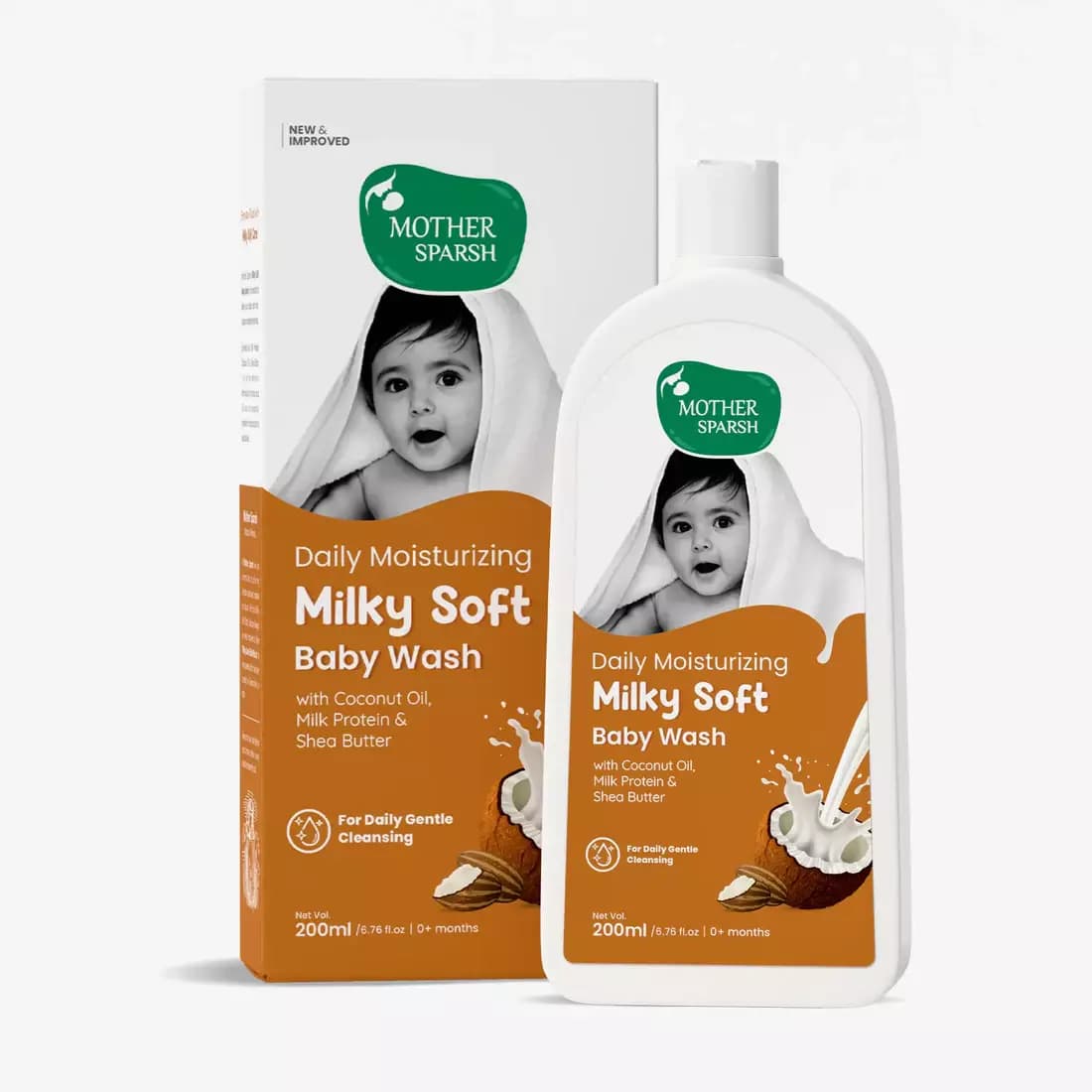 Mother Sparsh Daily Moisturizing Milky Soft Baby Wash,200ml-Main image