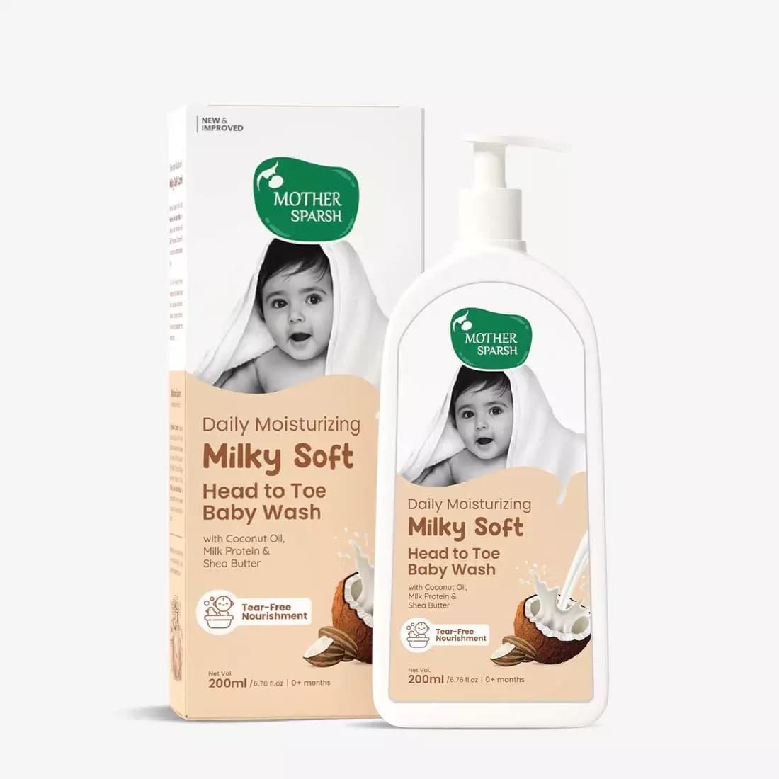Mother Sparsh Daily Moisturizing Milky Soft Head to Toe Baby Wash,200ml-Main image