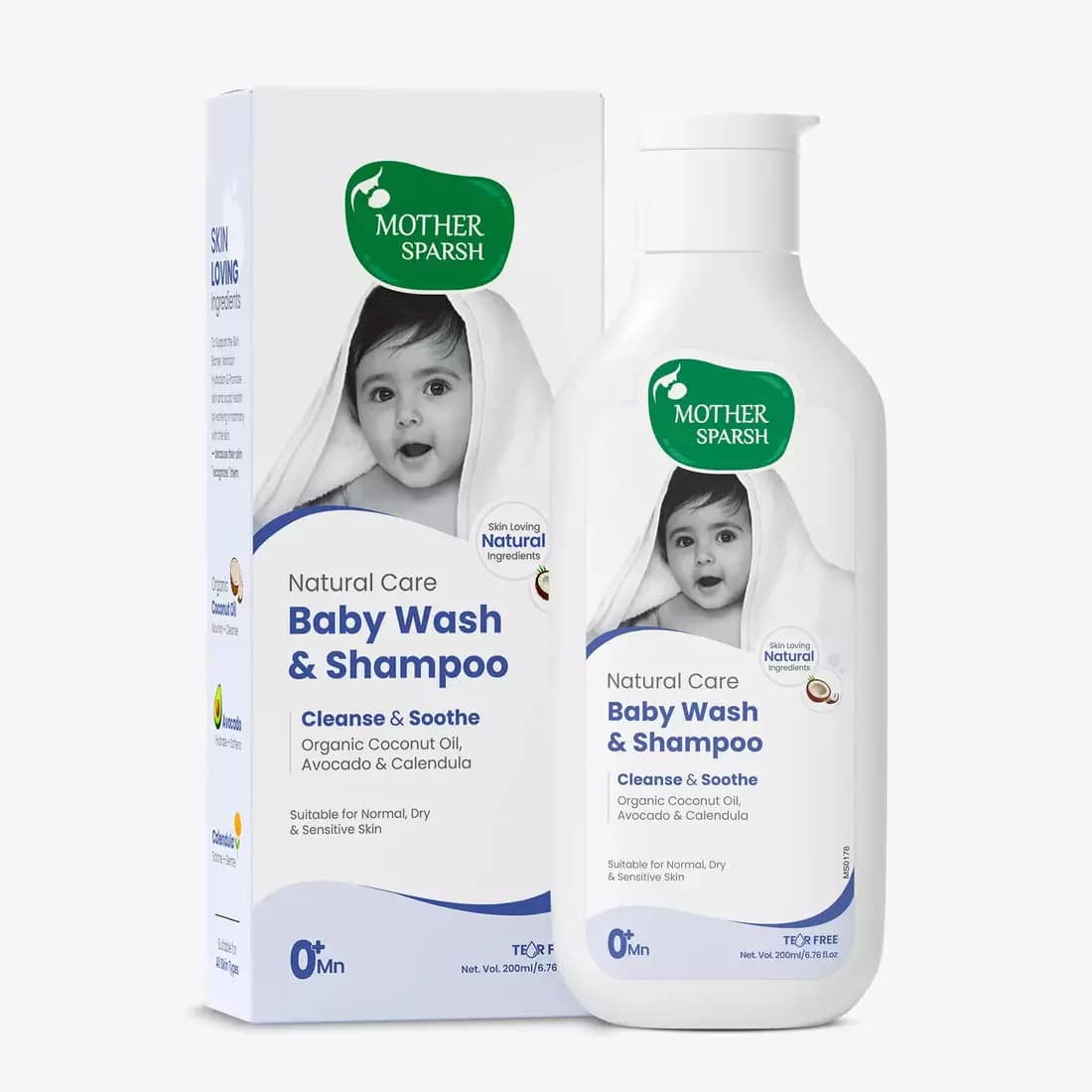 Mother Sparsh Natural Care Baby Wash & Shampoo,200ml-Main image