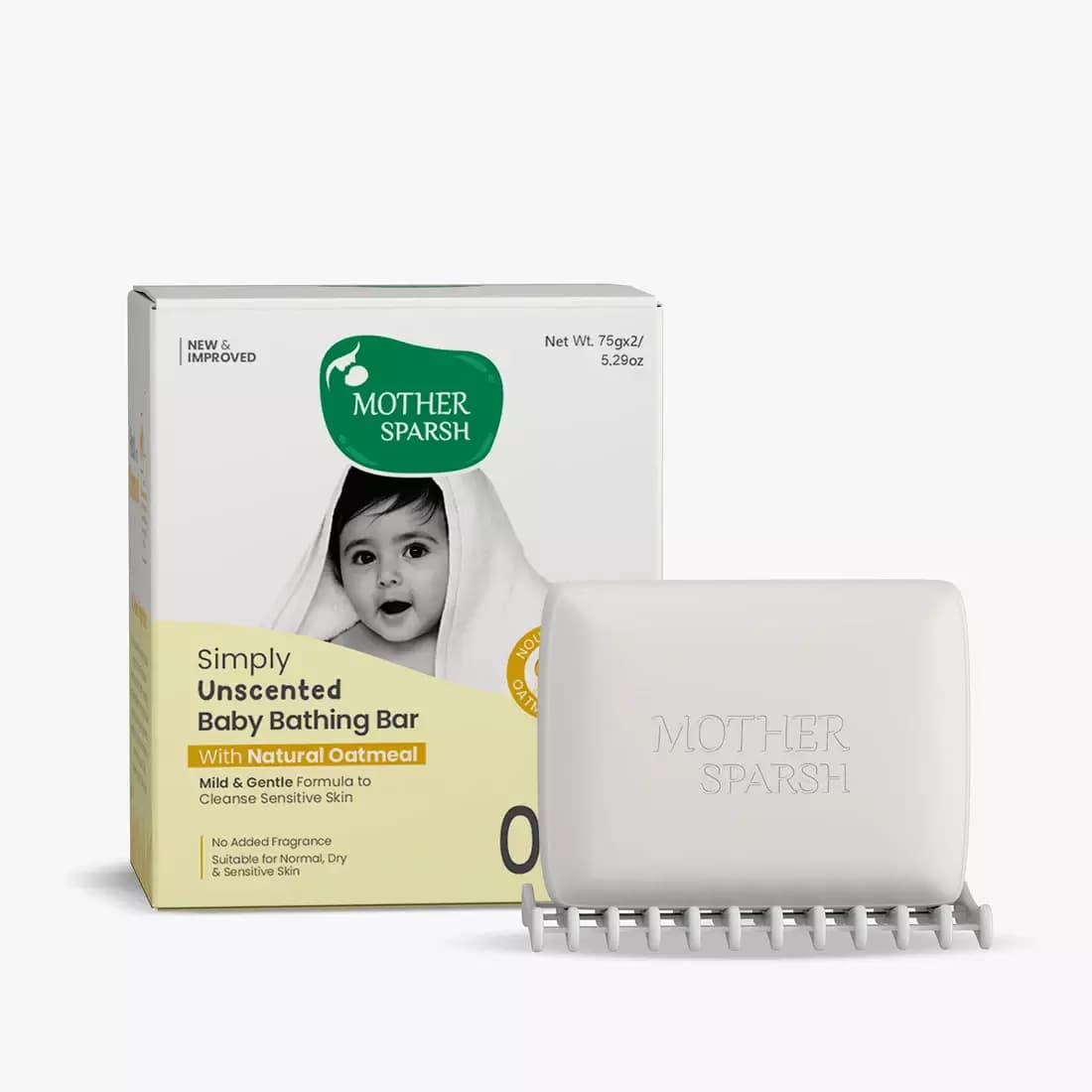 Mother Sparsh Simply Unscented Baby Bathing Bar,150g-Main image