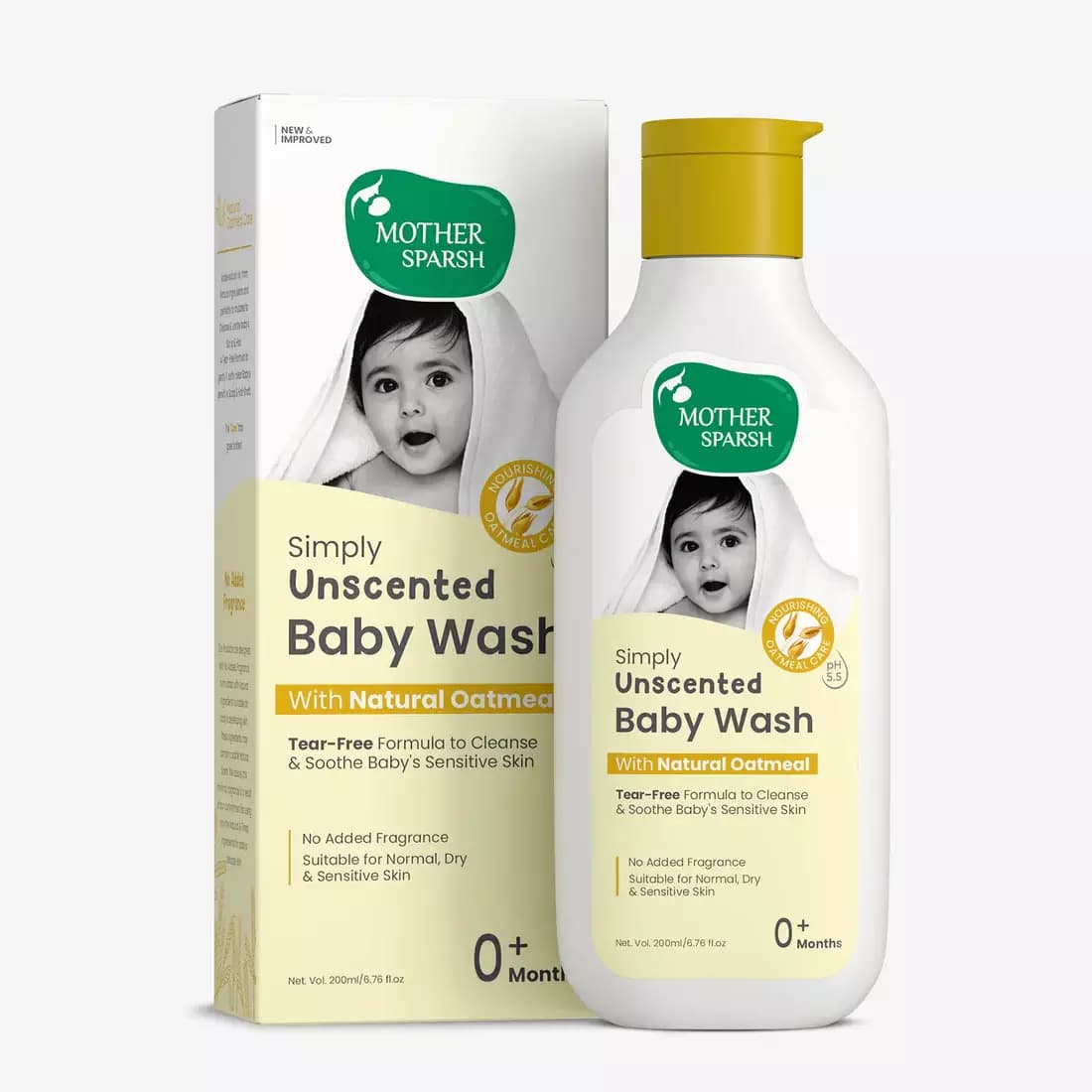 Mother Sparsh Simply Unscented Baby Wash,200ml-Main image