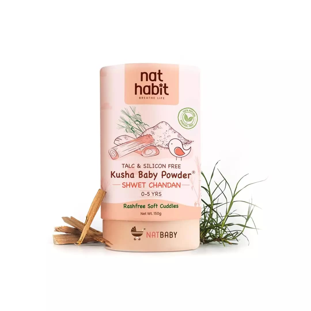 Nat Habit Shwet Chandan Kusha Baby Powder,150ml-Main image