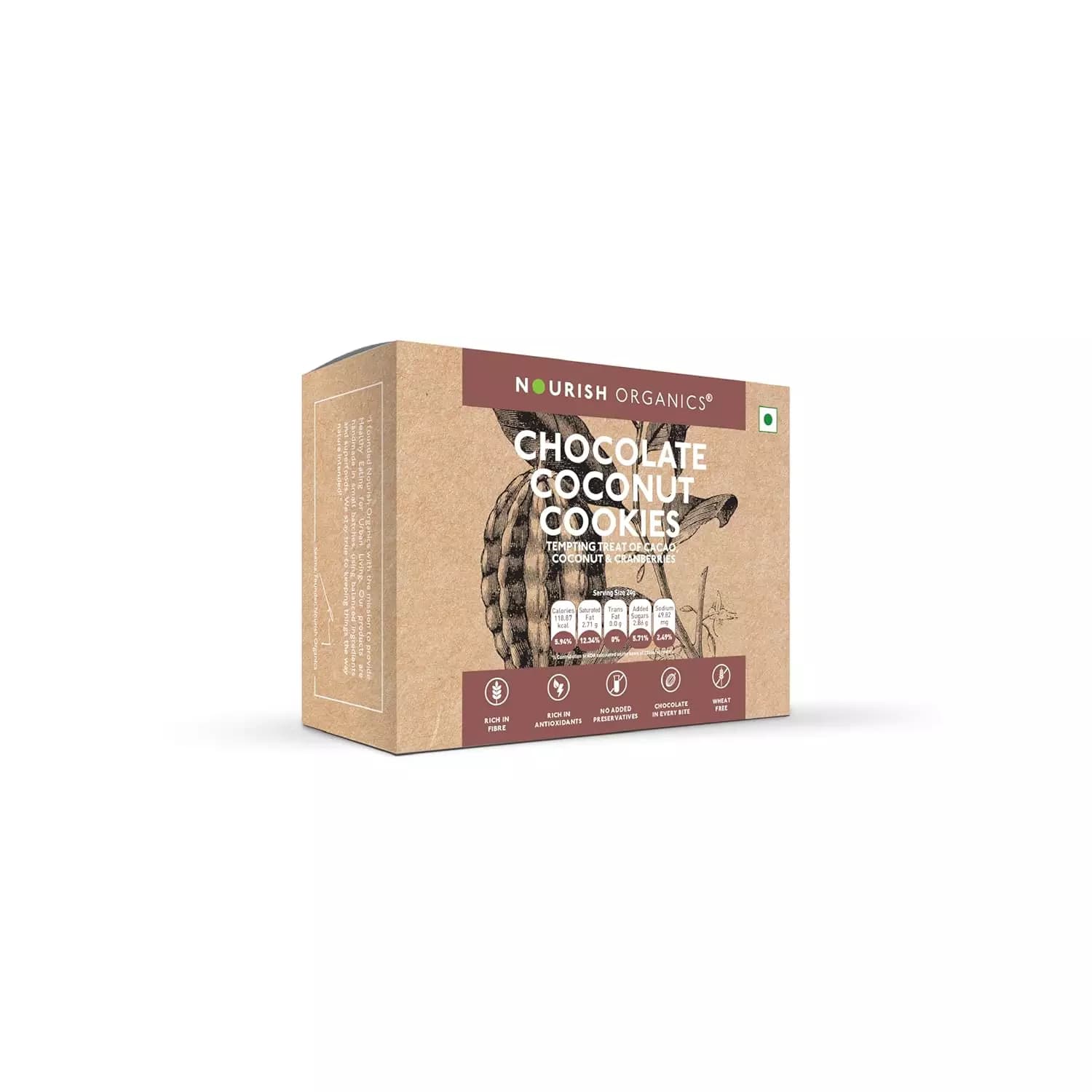 Nourish Organic Chocolate Coconut Cookies,120g-Main image