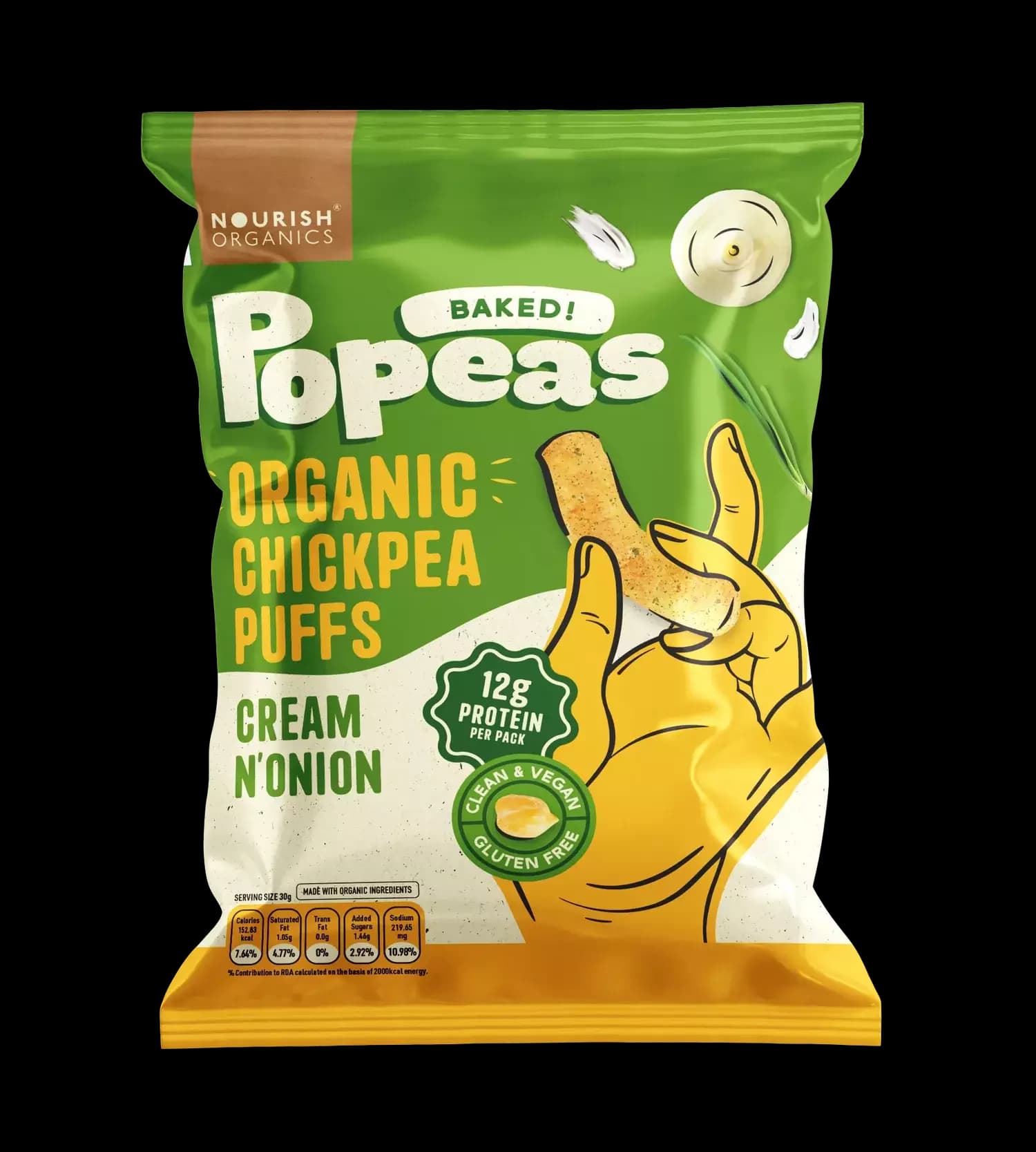Nourish Organic Cream & Onion Popeas,60g-Main image