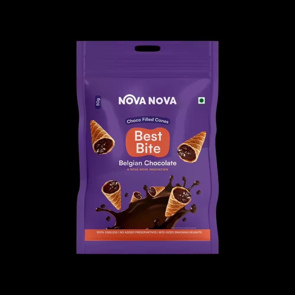 Nova Nova Best Bite Chocolate Filled Waffle Cones,50g-Main image