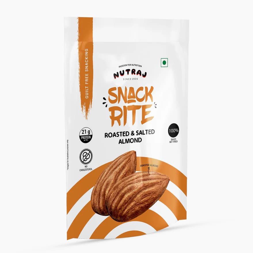 Nutraj Snackrite Roasted & Salted Almonds Badam, 150 g-Main Image