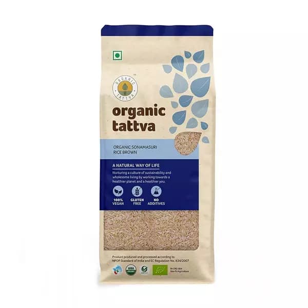 Organic Tattva Organic Sonamasuri Rice Brown, 1Kg-Main image