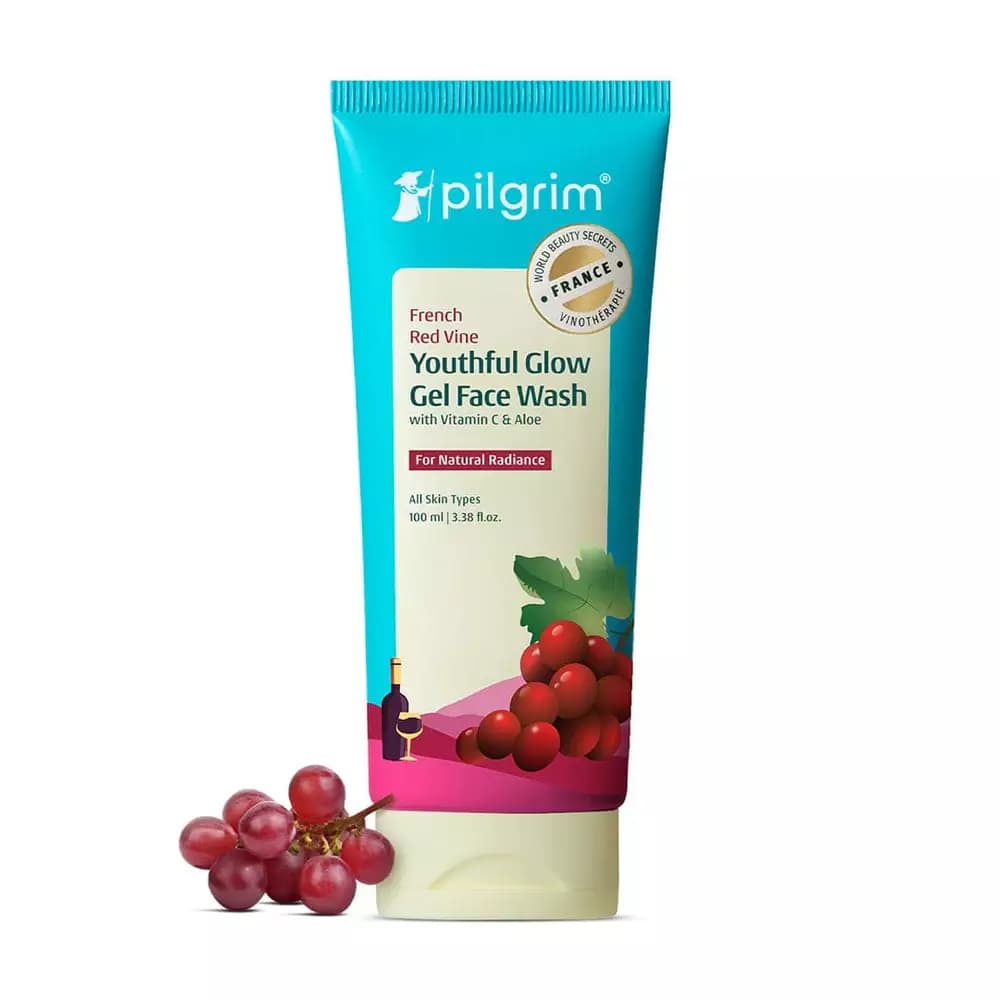 Pilgrim Red Vine Youthful Glow Gel Face Wash with Vitamin C & Aloe, 100 ml-Main Image