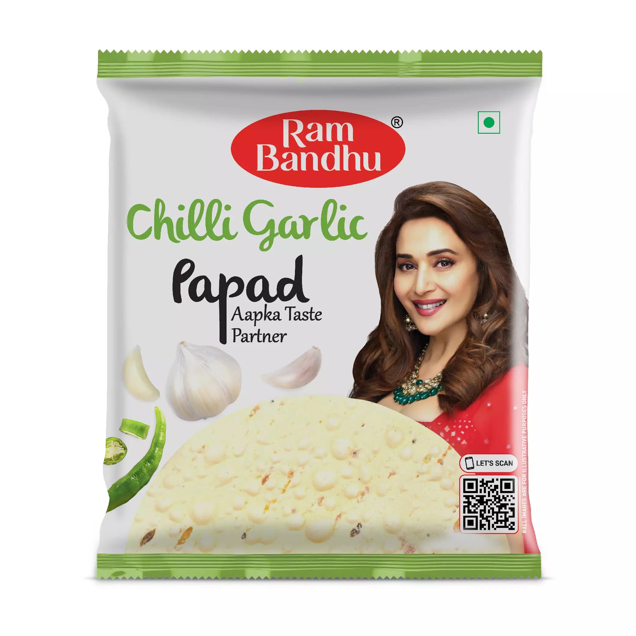 Ram Bandhu Chilli Garlic Papad, 180g-Main image
