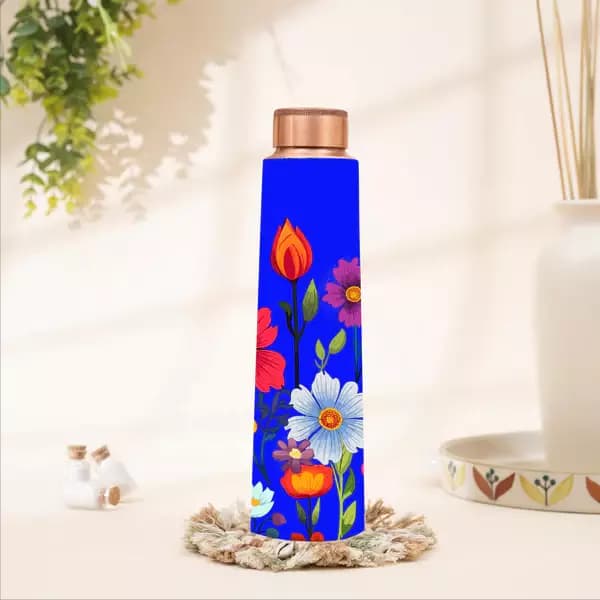 Rareplanet Copper Water Bottle Floral Print Design,250g-Main image