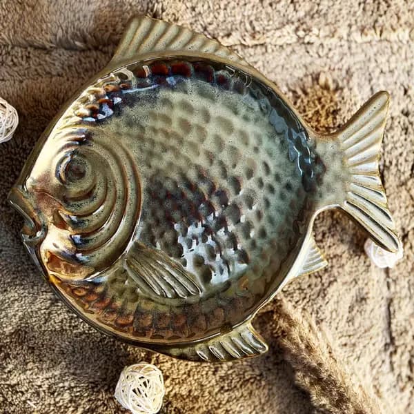 Rareplanet Green Fish Handmade Ceramic Platter,250g-Main image