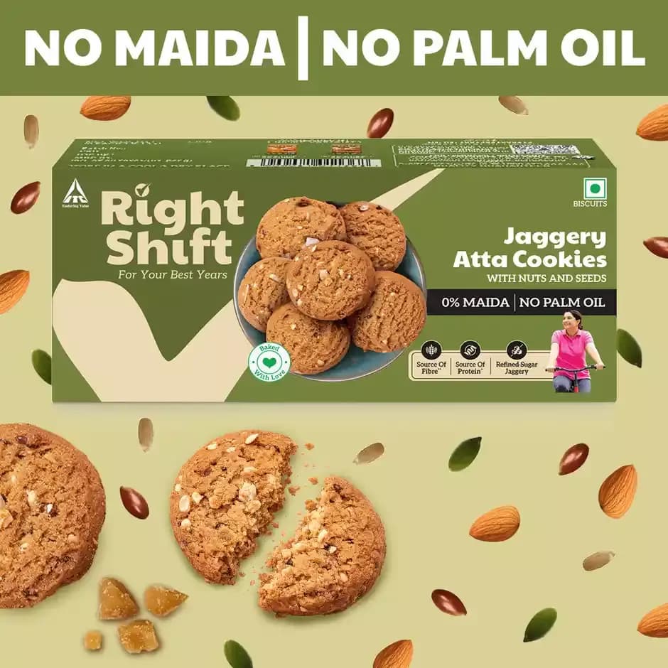 Right Shift Jaggery Atta Cookies,120g-Main image