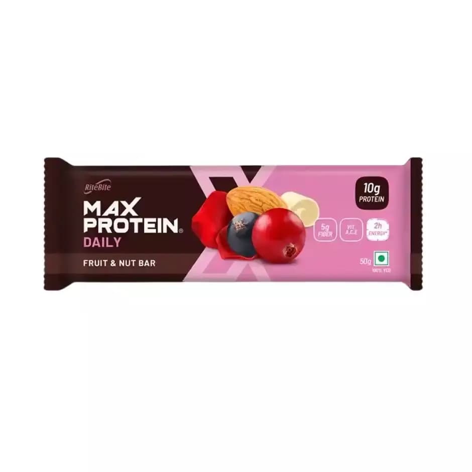 RiteBite Fruit and Nut Max Protein 10 g Protein Bar,50g-Main image