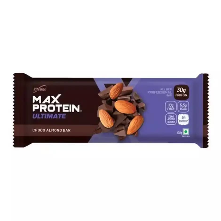 RiteBite Max Protein Choco Almond 30 g Protein Bar,100g-Main image