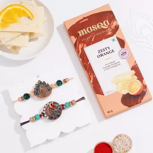 SIProducts Peacock Meena Rakhi Hamper,250g-Main image