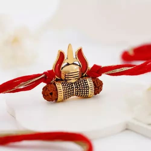 SIProducts Spiritual Rudraksh Trishul Rakhi,200g-Main image