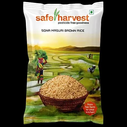 Safe Harvest Sona Masuri Unpolished Brown Rice, 1Kg-Main image