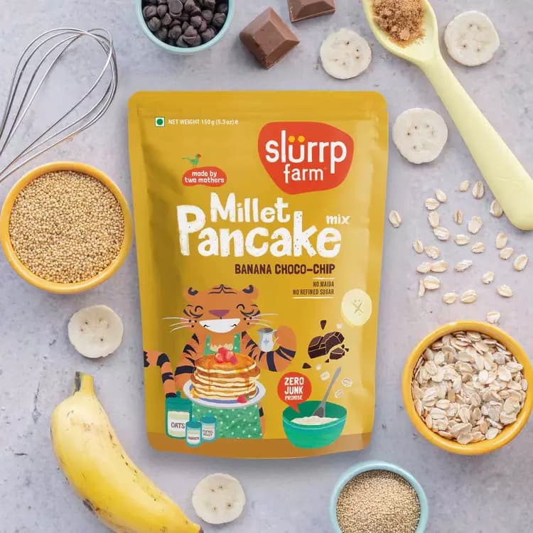 Slurrp Farm Banana Choco Chip Millet Pancake Mix,150g-Main image