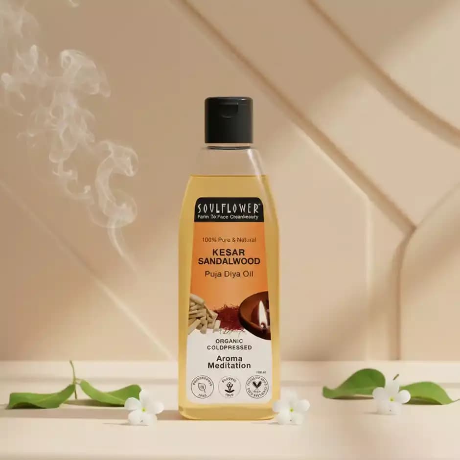 Soulflower Kesar Sandalwood Pooja Diya Oil — 100 ml