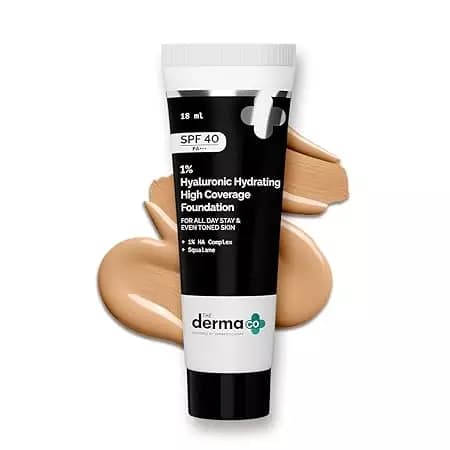 The Derma Co Hyaluronic Hydrating High Coverage Foundation,18ml-Nude image