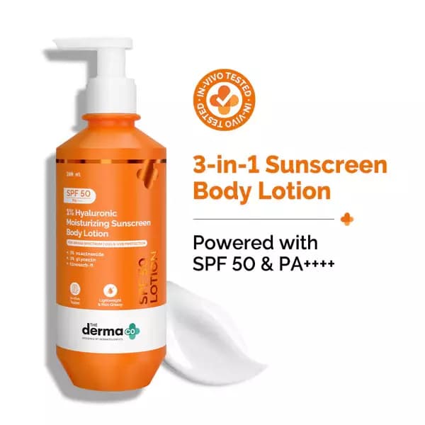 The Derma Co Hyaluronic Moisturizing Sunscreen Body Lotion,200ml-Main image