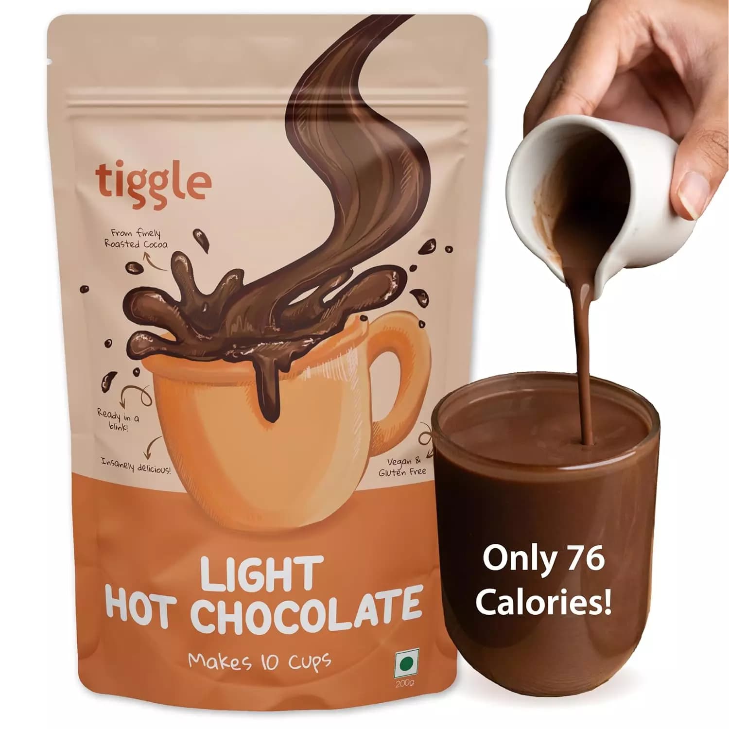 Tiggle Light Hot Chocolate Mix, 200 g-Main Image