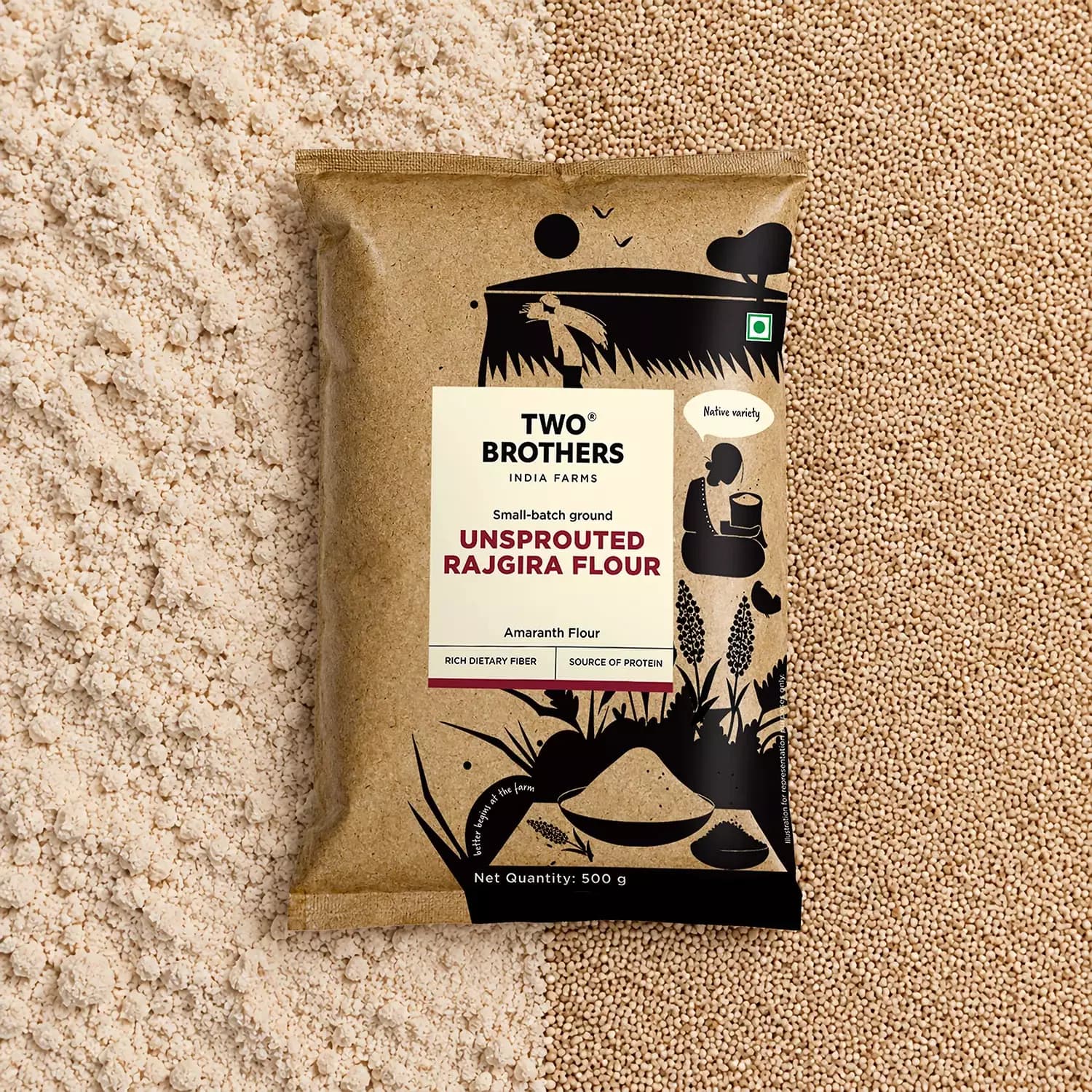 Two Brothers Unsprouted Rajgira Atta, 500 g-Main Image