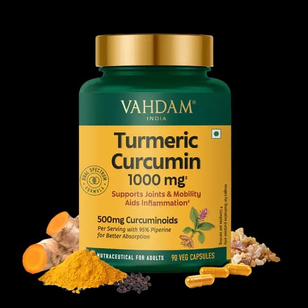 Vahdam Lakadong Turmeric Curcumin,90Capsules-Main image