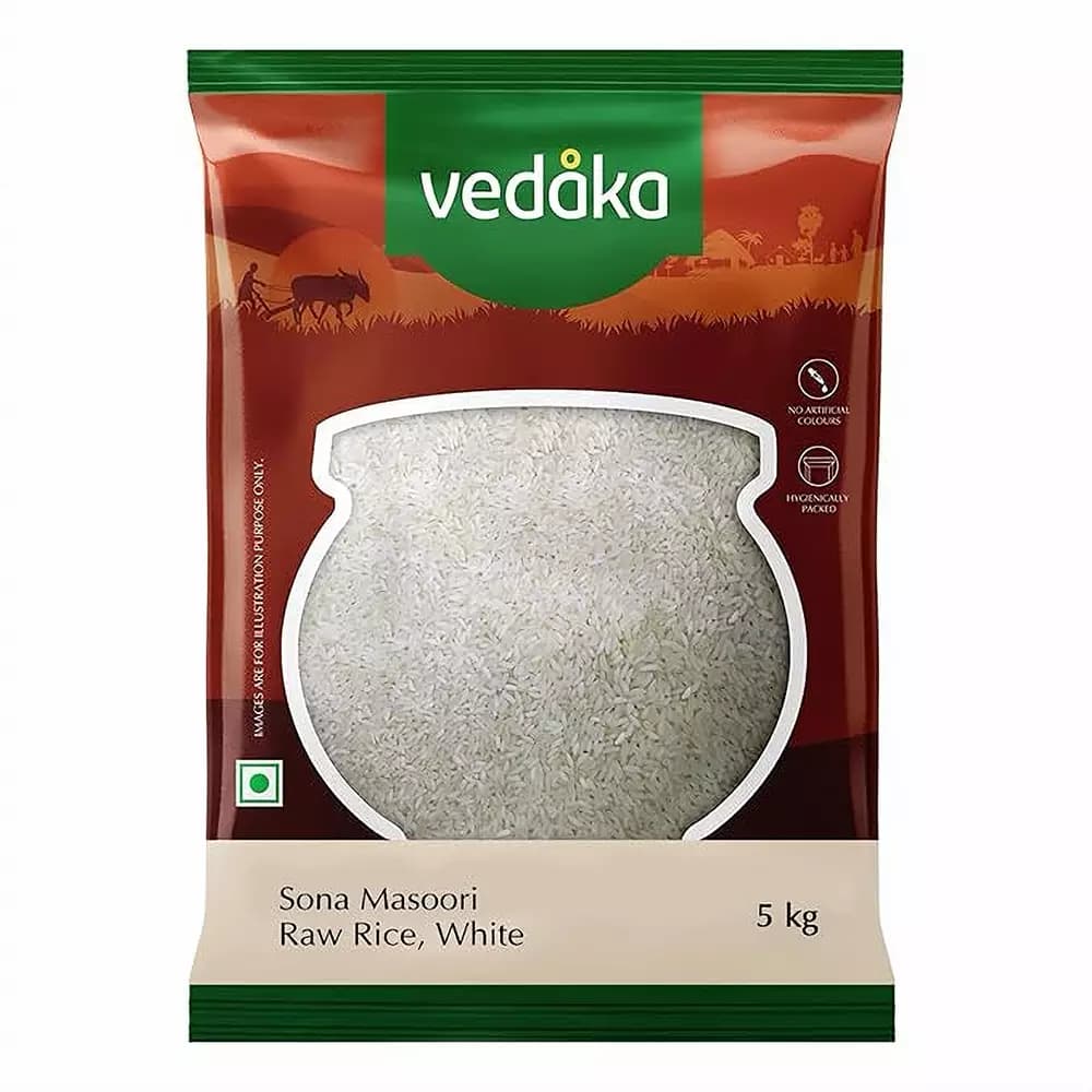 Vedaka Sona Masoori Raw Rice, White,5kg-Main image