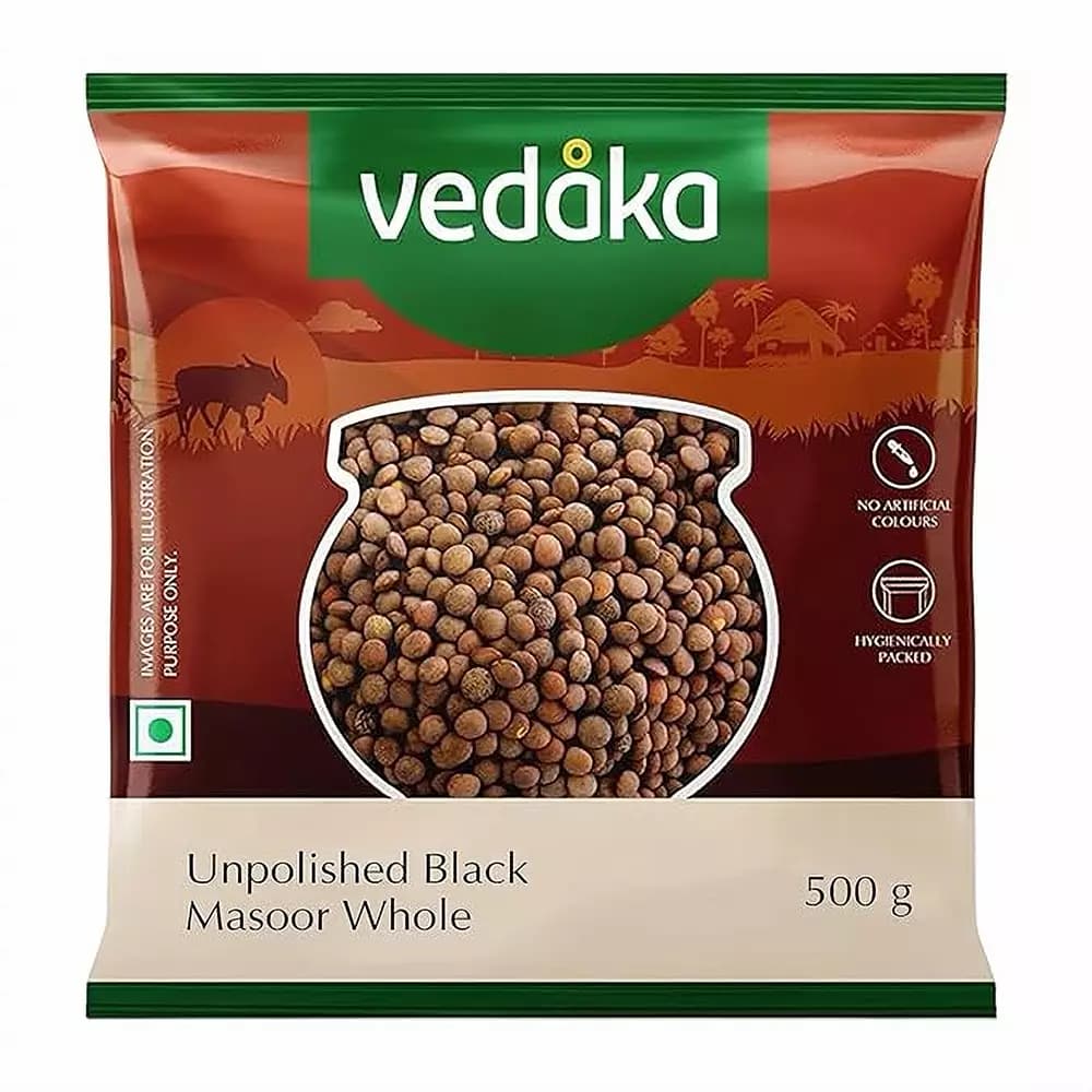 Vedaka Unpolished Black Masoor Whole,500g-Main image