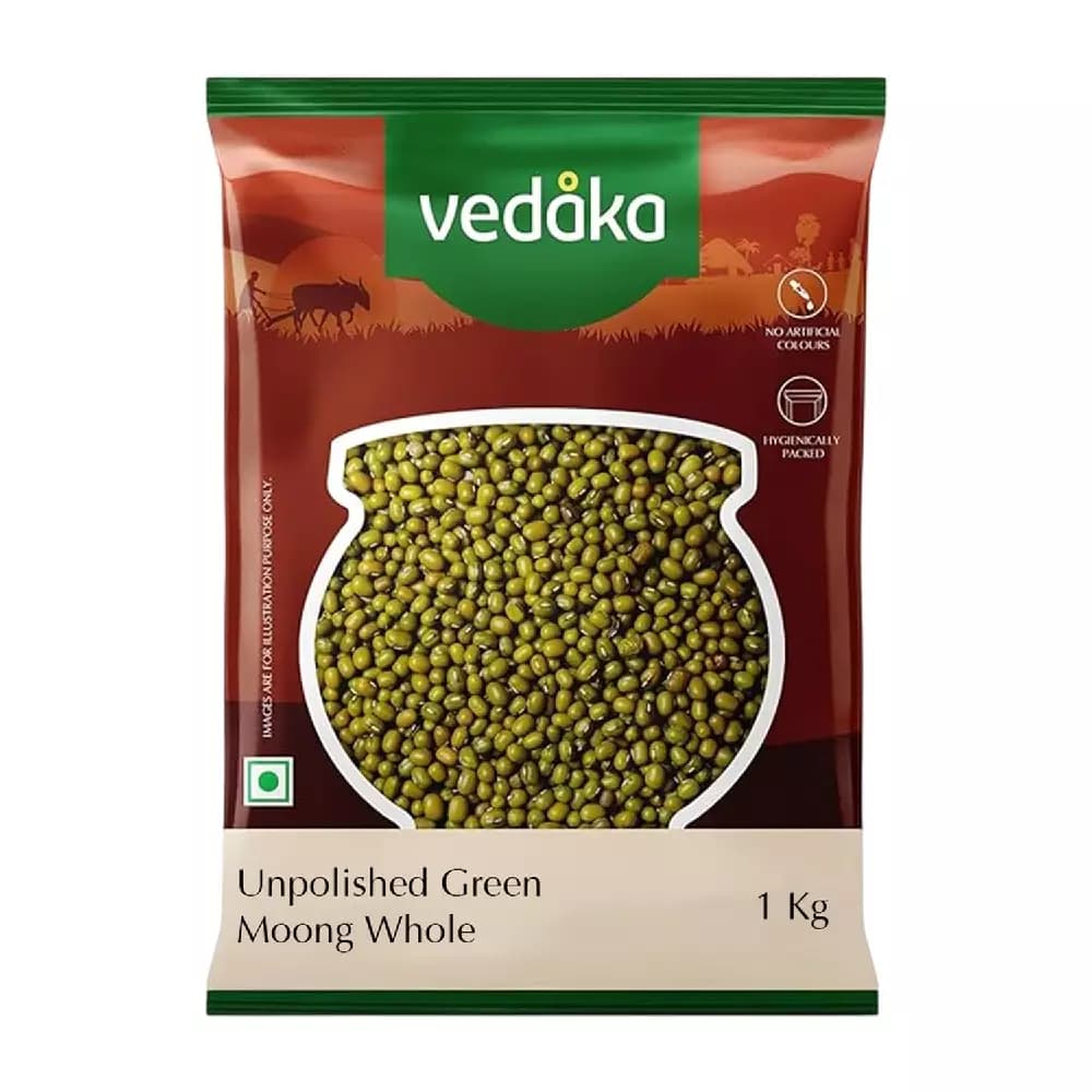 Vedaka Unpolished Green Moong Whole,1kg-Main image