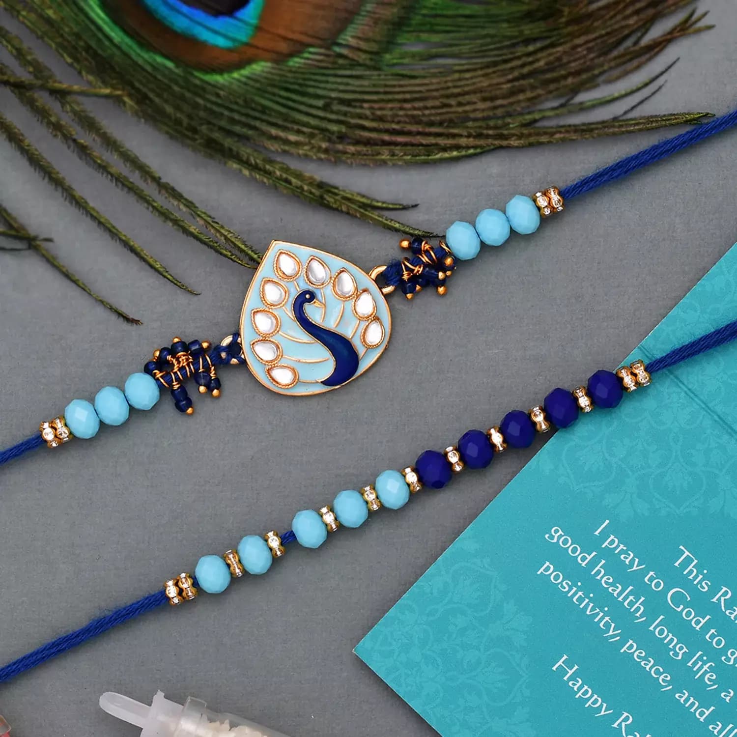 Voylla Meenakari Peacock Design Rakhi Studded With Beads,40g-Main image