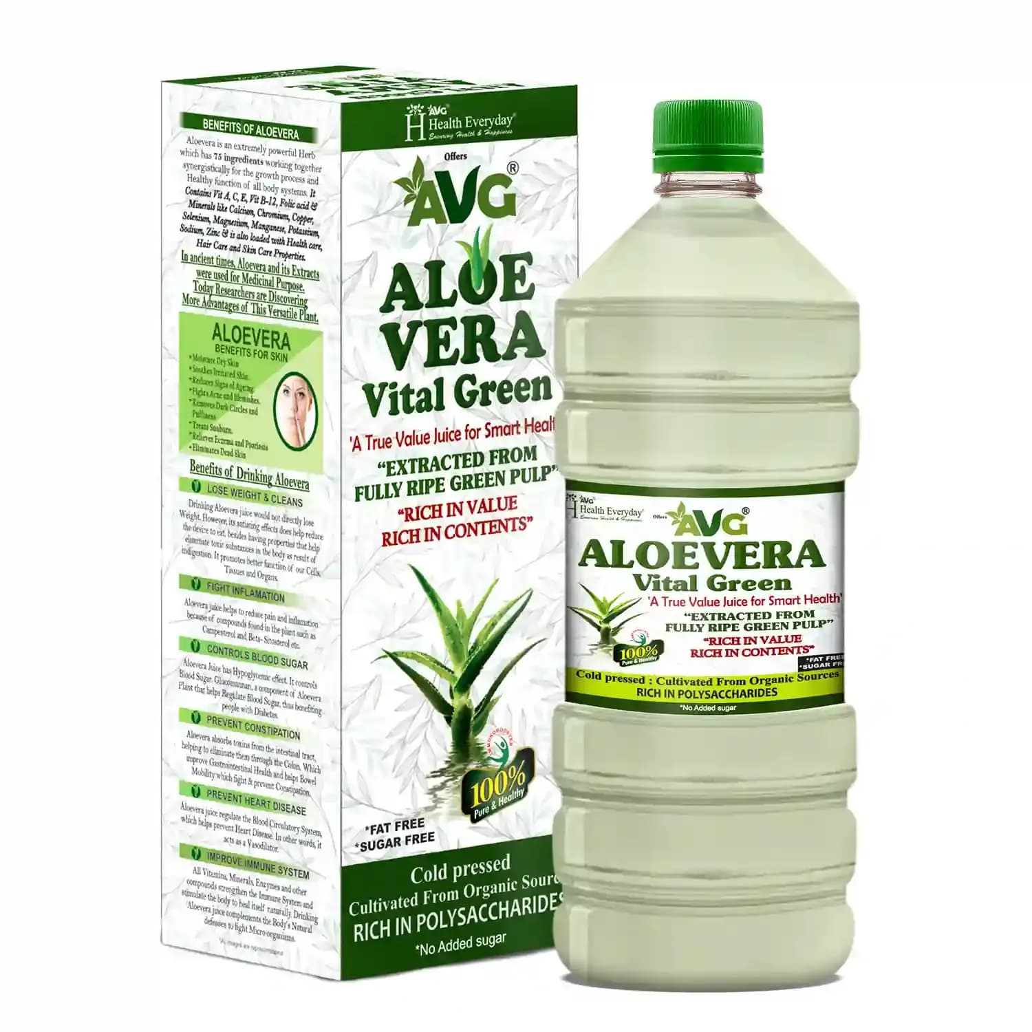 Avg health organics aloevera vital green 1000 ml shopindianproductsa