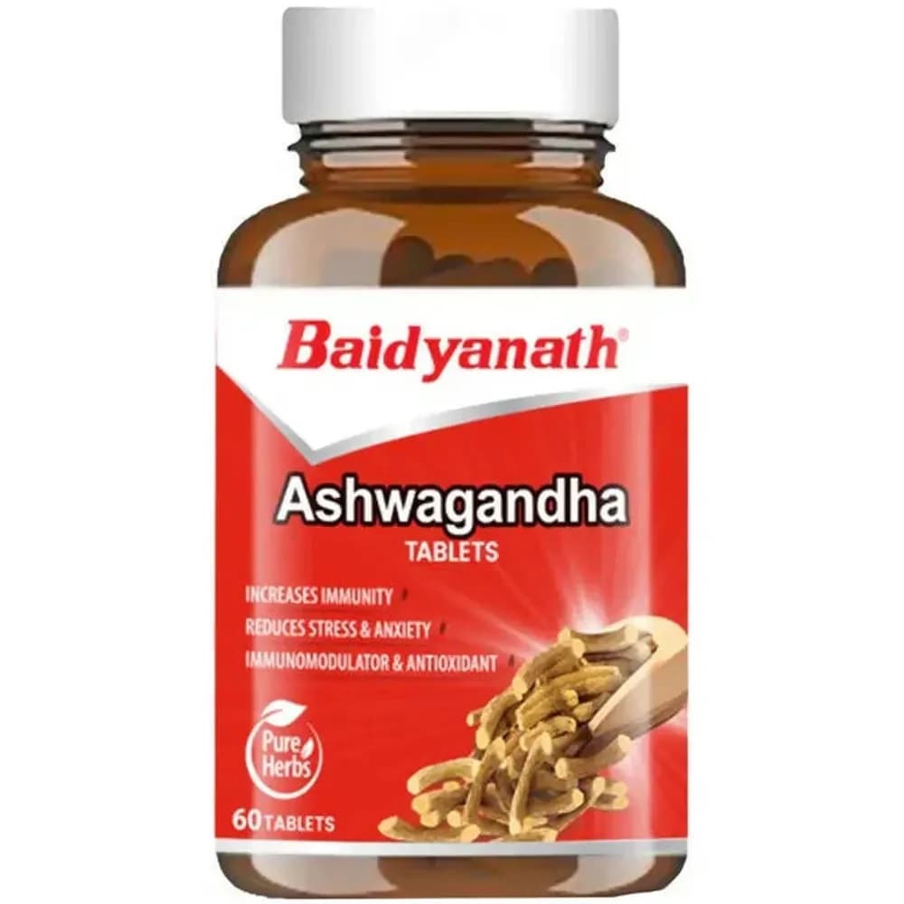 Baidyanath Kolkata Ashwagandha 60 Tablets bottle