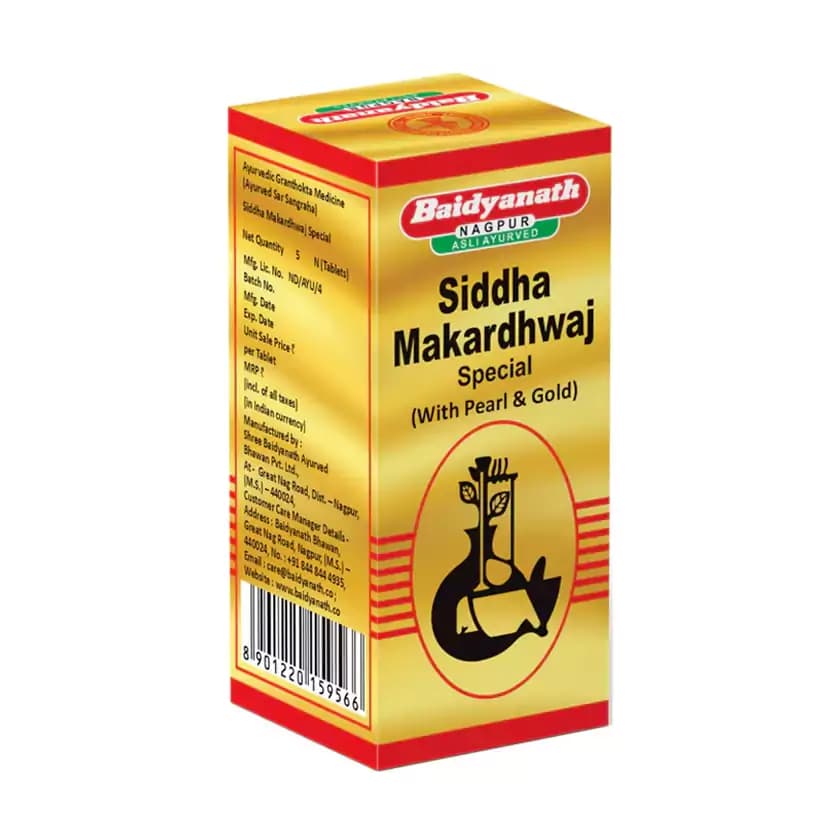 Baidyanath Siddha Makardhwaja Tablets With Pear & Gold 5 Tablets main image