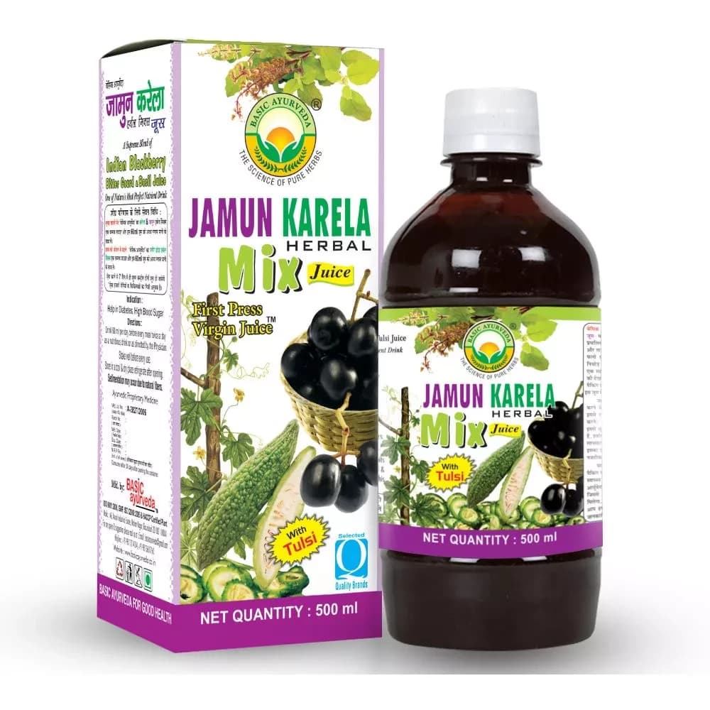 Basic Ayurveda Jamun Karela Mix Juice 500 ml bottle