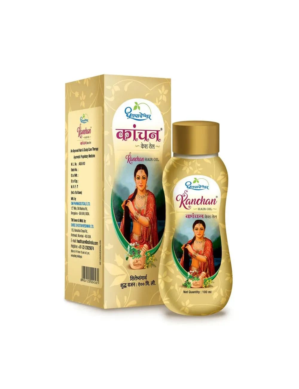 Dhootapapeshwar kanchan hair oil 100 ml shopindianproductsa