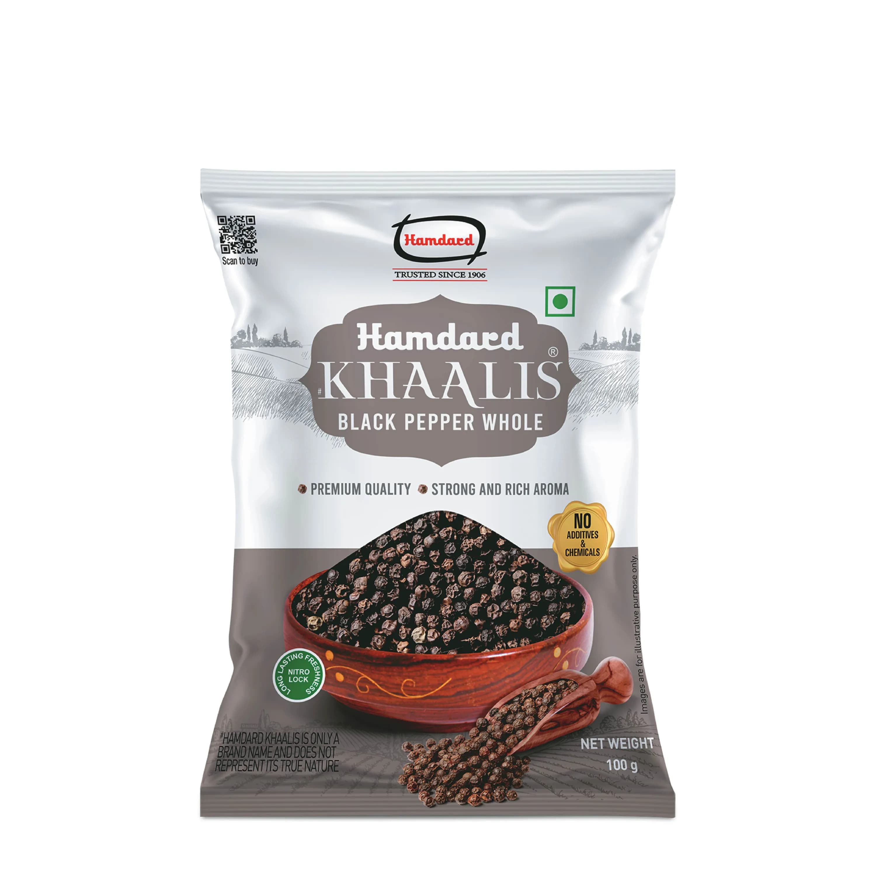Hamdard Khaalis Black Pepper Kaali Mirch Whole 100 G ShopIndianProductsa