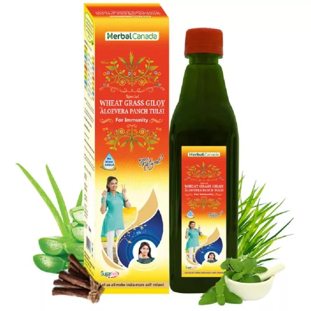 Herbal Canada Wheat Grass Giloy Aloevera Panch Tulsi 500 ml Main Image