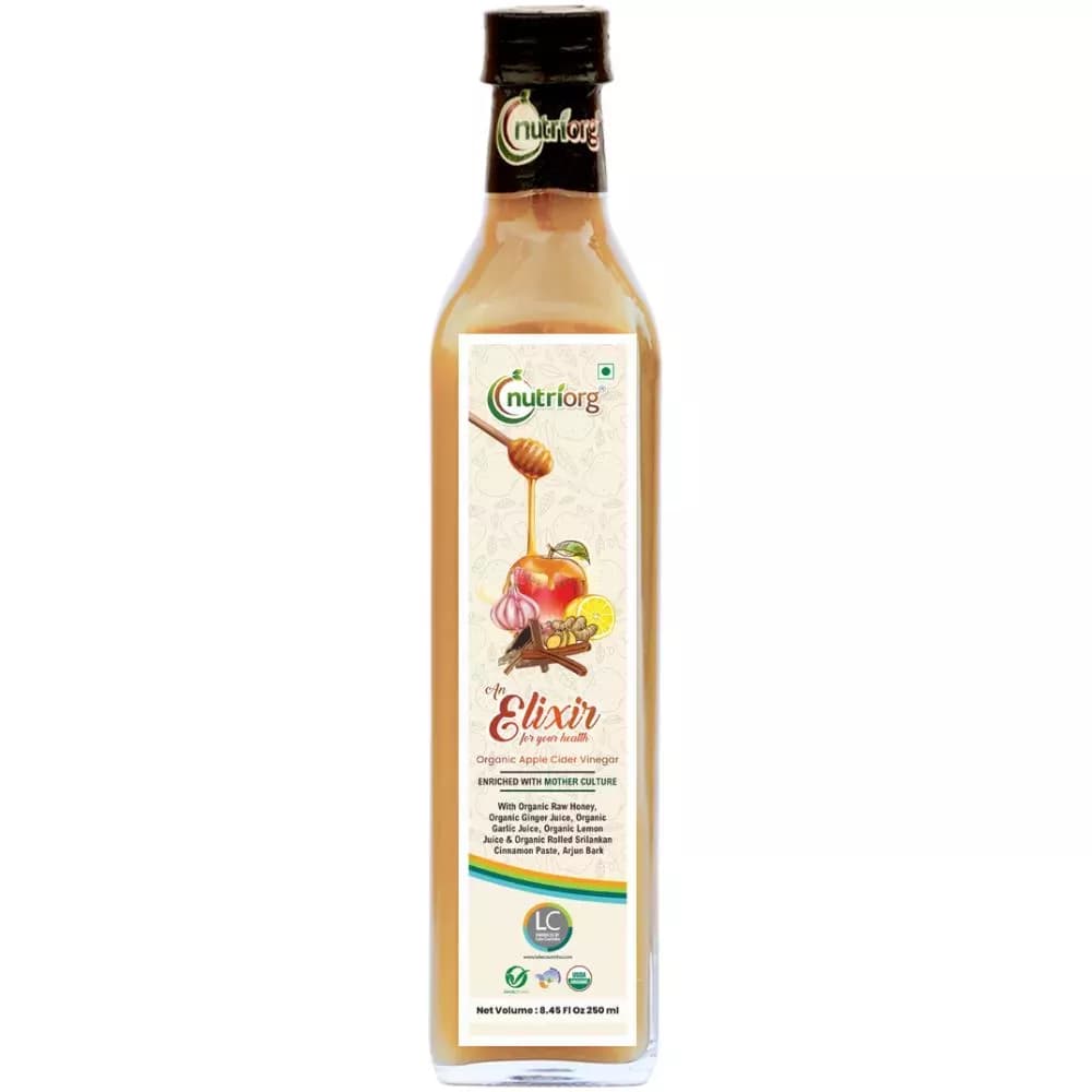 Nutriorg Certified Organic Elixir Apple Cider Vinegar 250 ml bottle