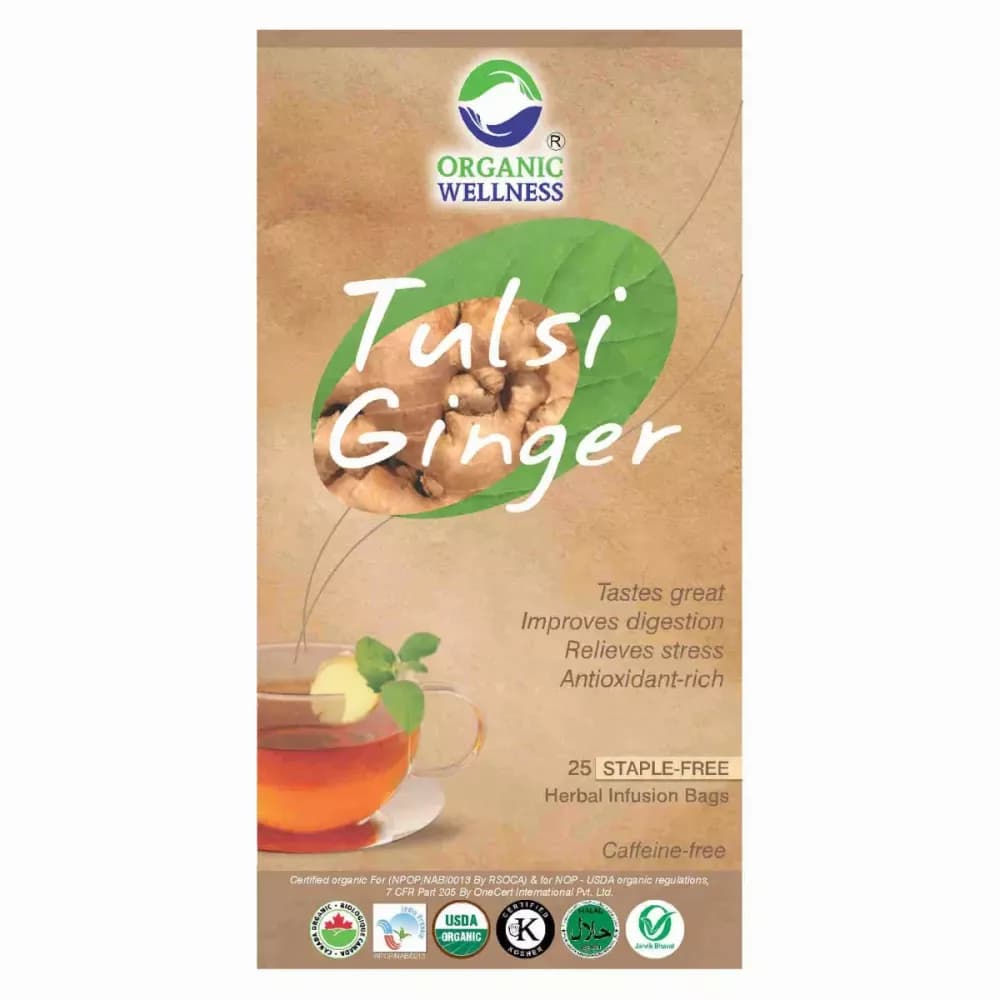 Organic Wellness Tulsi Ginger Tea Bags 25 Sachet Main Image