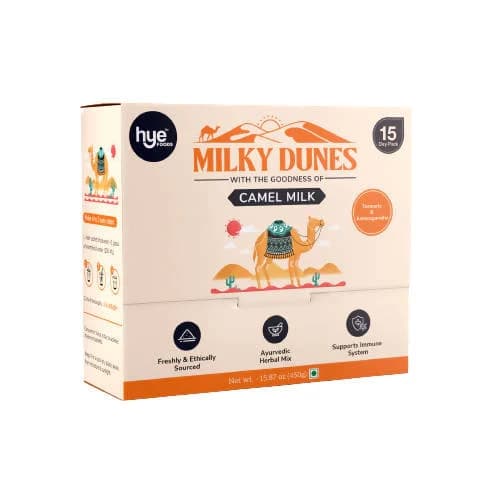 Pack Of 15 Hye Foods Milky Dunes With The Goodness Of Camel Milk Turmeric Ashwagandha Flavour ShopIndianProductsa