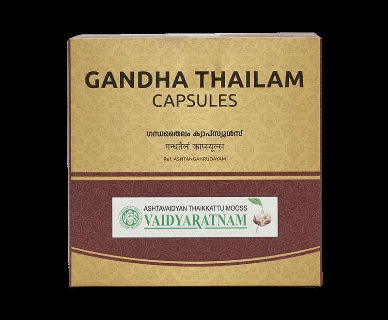 Vaidyaratnam gandha thailam soft gel 100 capsules shopindianproductsa