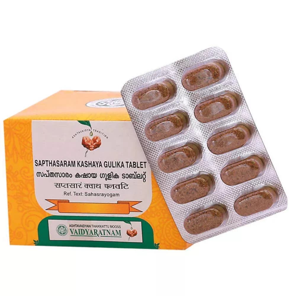 Vaidyaratnam Sapthasaram Kashaya Gulika Tablet 100 Tablets Main Image