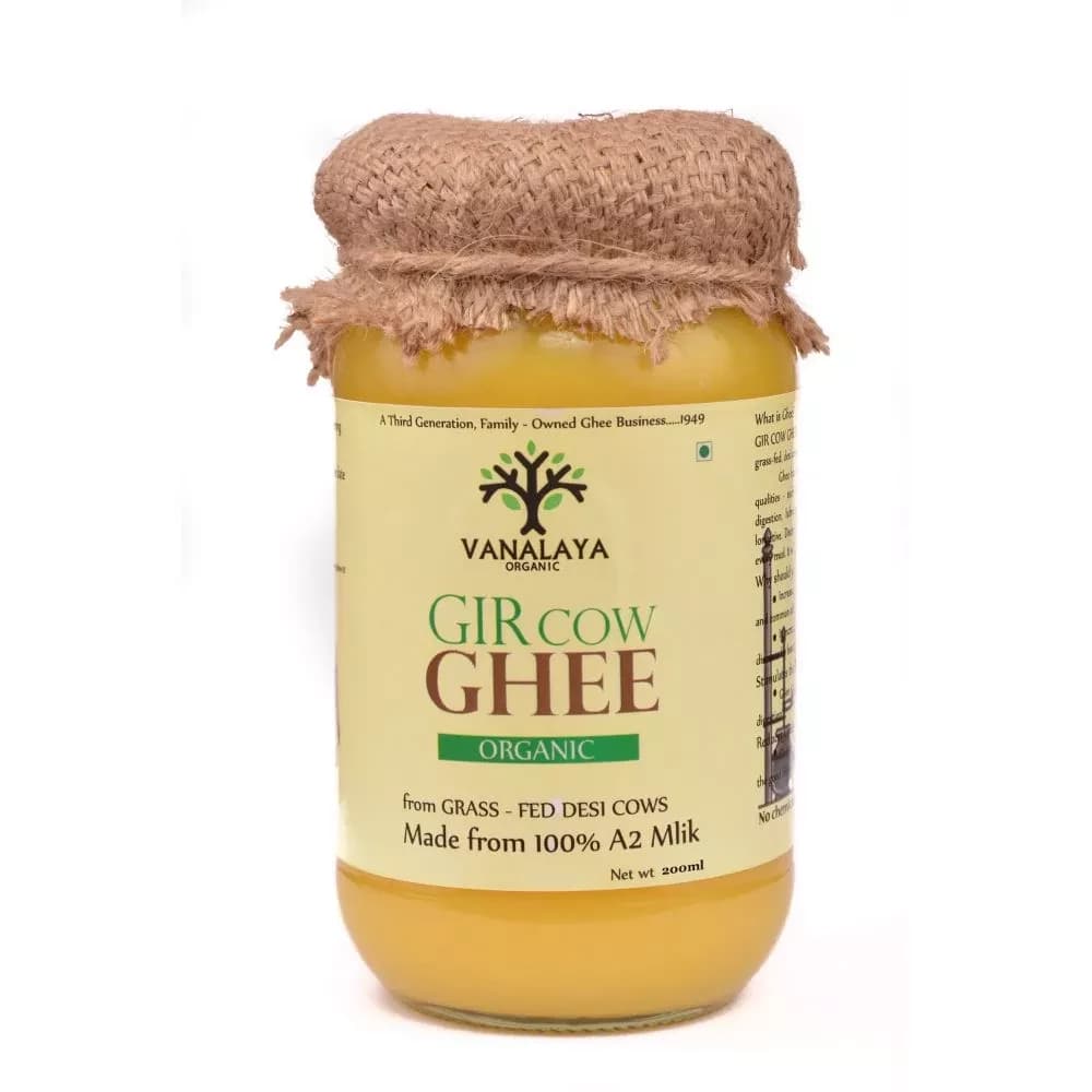 Vanalaya Organic Gir Cow Ghee 200 ml bottle