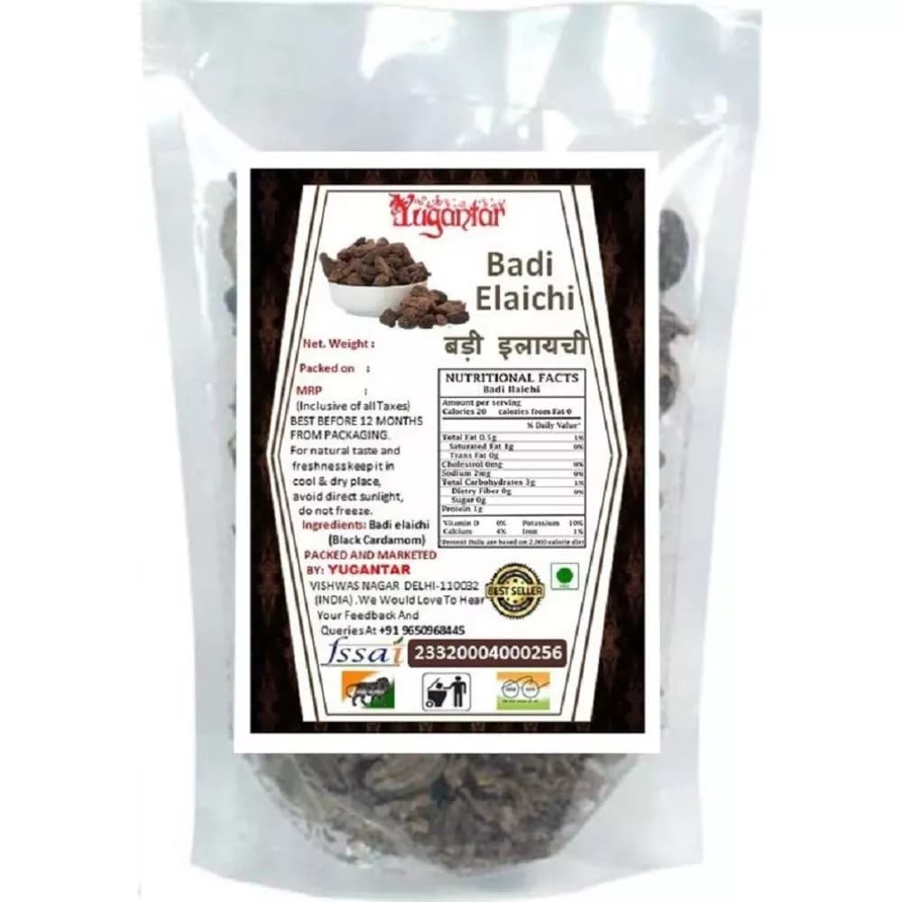 Yugantar Black Cardamom Badi Elaichi Manufacturing Details & Nutrition Facts